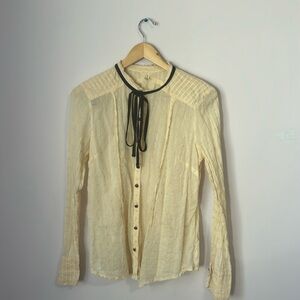 Free People High Neck Sheer blouse with Accents